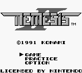 Nemesis II title screen for GameBoy